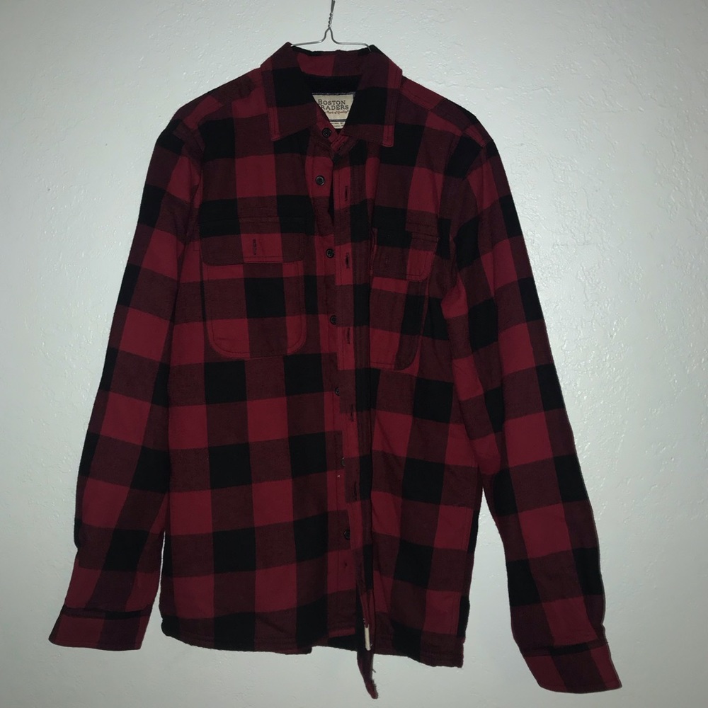 Red and Black Checkered Flannel Overcoat